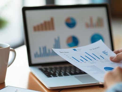 Laptop mit Diagrammen